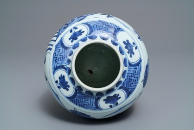 A Chinese blue and white baluster vase, Wanli/Tianqi