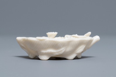 A Chinese Dehua blanc de Chine 'lobster on artemisia leaf' water dropper, Kangxi