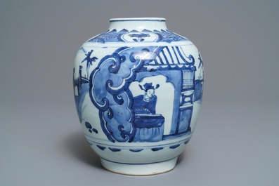 A Chinese blue and white baluster vase, Wanli/Tianqi