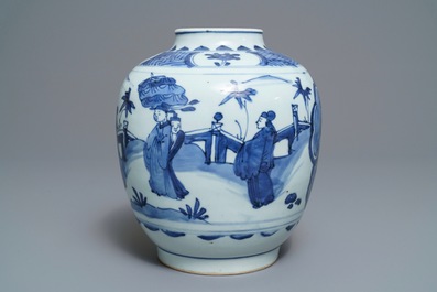 A Chinese blue and white baluster vase, Wanli/Tianqi