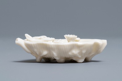 A Chinese Dehua blanc de Chine 'lobster on artemisia leaf' water dropper, Kangxi