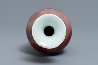 A Chinese monochrome liver red flamb&eacute; vase, Kangxi