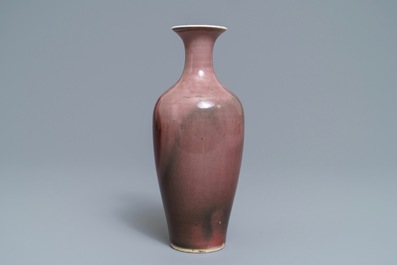 A Chinese monochrome liver red flamb&eacute; vase, Kangxi