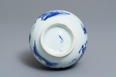 A Chinese blue and white double gourd vase, Transitional period