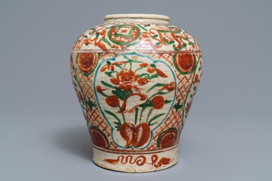 A Chinese polychrome Swatow jar, Ming