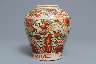 A Chinese polychrome Swatow jar, Ming