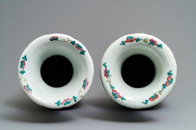 Two Chinese famille rose vases with court scenes, 19th C.