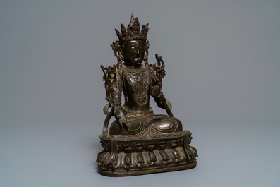 A Chinese Ming-style bronze model of Buddha, Qianlong