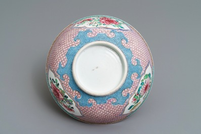 A Chinese famille rose eggshell bowl with floral design, Yongzheng