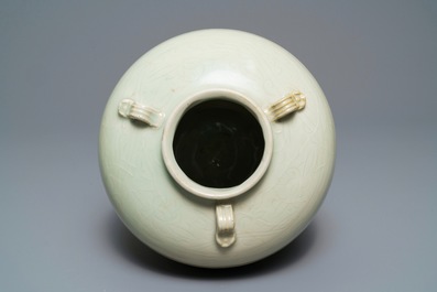An incised Chinese celadon-glazed Swatow vase, Ming