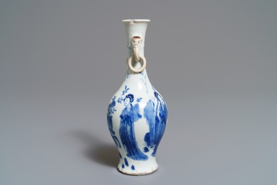Two Chinese blue and white vases and a brush rest, Wanli/Kangxi