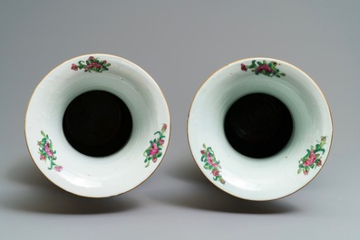 A pair of Chinese Canton famille rose vases, 19th C.