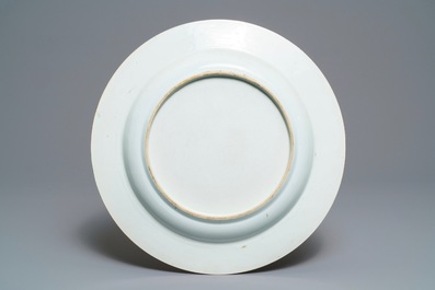 A Chinese famille verte anhua-decorated dish, Kangxi