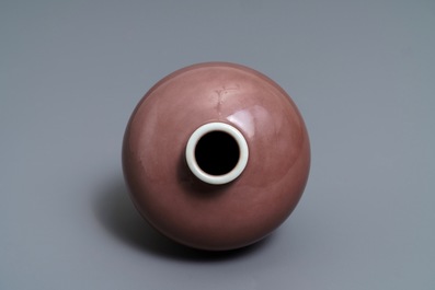 A Chinese monochrome liver red vase, Xuande mark, 19th C.
