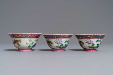 Three Chinese famille rose Peranakan or Straits market bowls, 19th C.