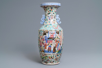 A Chinese famille rose 'Wu Shuang Pu' vase, 19th C.