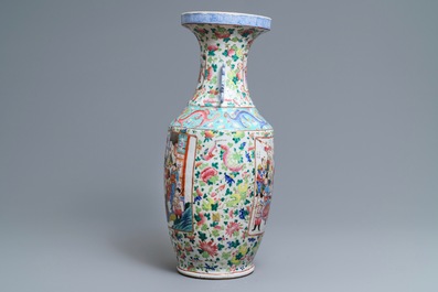 A Chinese famille rose 'Wu Shuang Pu' vase, 19th C.