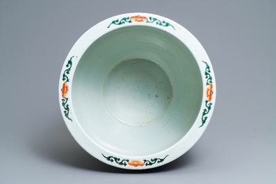 A Chinese famille verte fish bowl, 19th C.