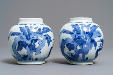 A pair of small Chinese blue and white 'Long Eliza' jars, Kangxi