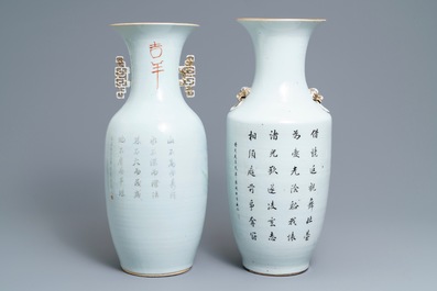 Twee Chinese qianjiang cai vazen, 19/20e eeuw