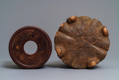 Two Chinese wooden brush pots, 19/20th C.
