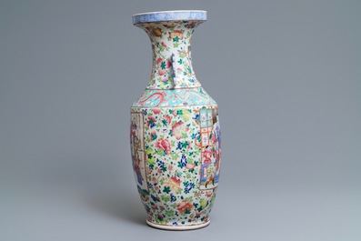 A Chinese famille rose 'Wu Shuang Pu' vase, 19th C.