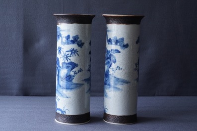 Six Chinese blue and white and famille rose vases, 19th C.