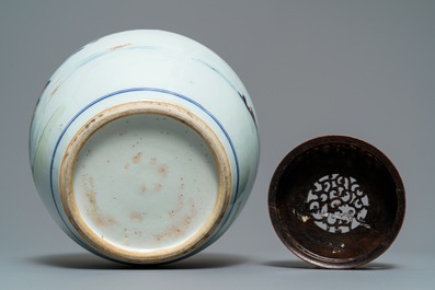 A Chinese Imari-style landscape jar, Kangxi