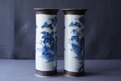Six Chinese blue and white and famille rose vases, 19th C.