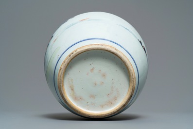 A Chinese Imari-style landscape jar, Kangxi