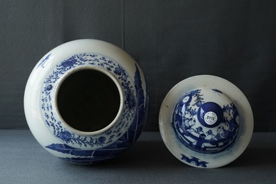 Six Chinese blue and white and famille rose vases, 19th C.