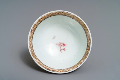 A Chinese famille rose 'pheasant' cup and saucer, Yongzheng