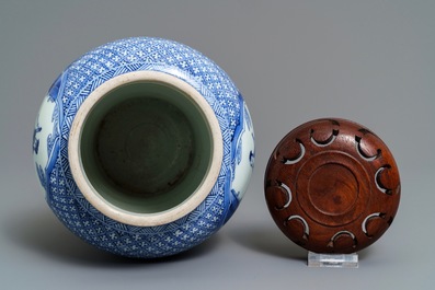 A Chinese blue and white 'immortals' vase, Kangxi