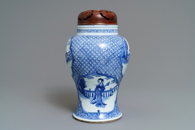 A Chinese blue and white 'immortals' vase, Kangxi