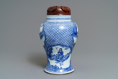 A Chinese blue and white 'immortals' vase, Kangxi