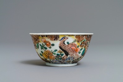 A Chinese famille rose 'pheasant' cup and saucer, Yongzheng