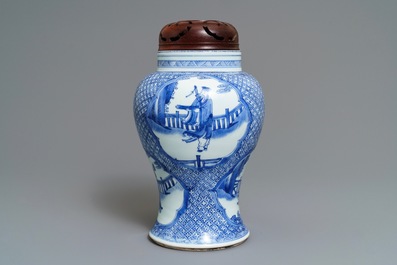 A Chinese blue and white 'immortals' vase, Kangxi