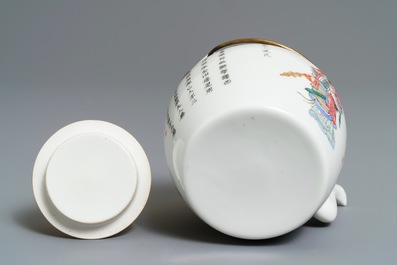 A Chinese famille rose 'Wu Shuang Pu' teapot and cover, 19th C.