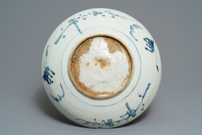 A Chinese blue and white 'maritime subject' Swatow dish, Wanli