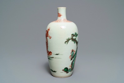 A Chinese famille verte 'Zhongkui' vase, Kangxi