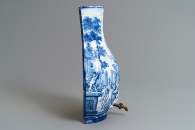 A Dutch Delft blue and white 'putti fountain' wall cistern, 18th C.