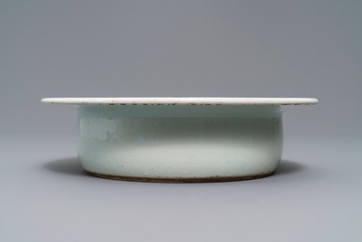 A Chinese blue and white flower scroll basin, Qianlong