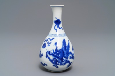 A Chinese blue and white 'dragon' vase, Kangxi