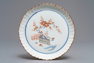 A Japanese Kakiemon fluted bowl and a small plate, Edo, 18th C.