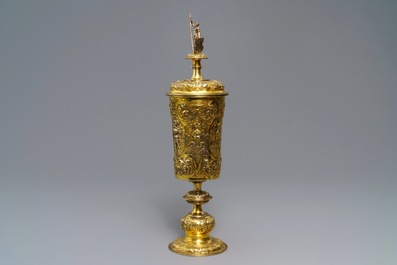 A German or Moravian silver-gilt cup and cover, 19th C. or earlier