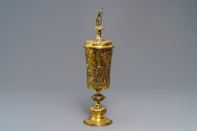 A German or Moravian silver-gilt cup and cover, 19th C. or earlier
