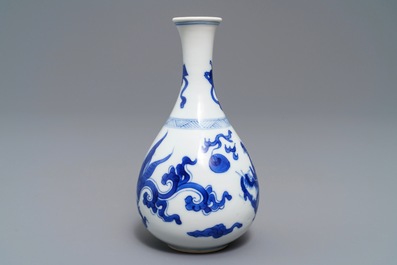 A Chinese blue and white 'dragon' vase, Kangxi