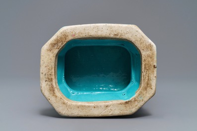 A Chinese reticulated robin's egg-ground qianjiang cai vase, 19th C.