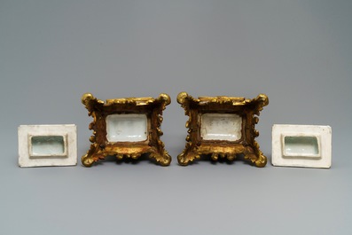 A pair of large Chinese ormolu-mounted famille rose 'mandarin' vases and covers, Qianlong