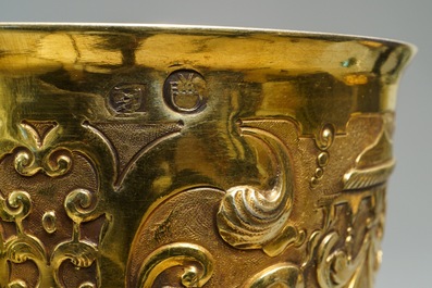 A German or Moravian silver-gilt cup and cover, 19th C. or earlier